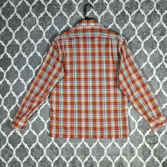 Vintage MW Shirt Mens Medium Plaid Button Up Long Sleeve No Iron 70s - Picture 4 of 9